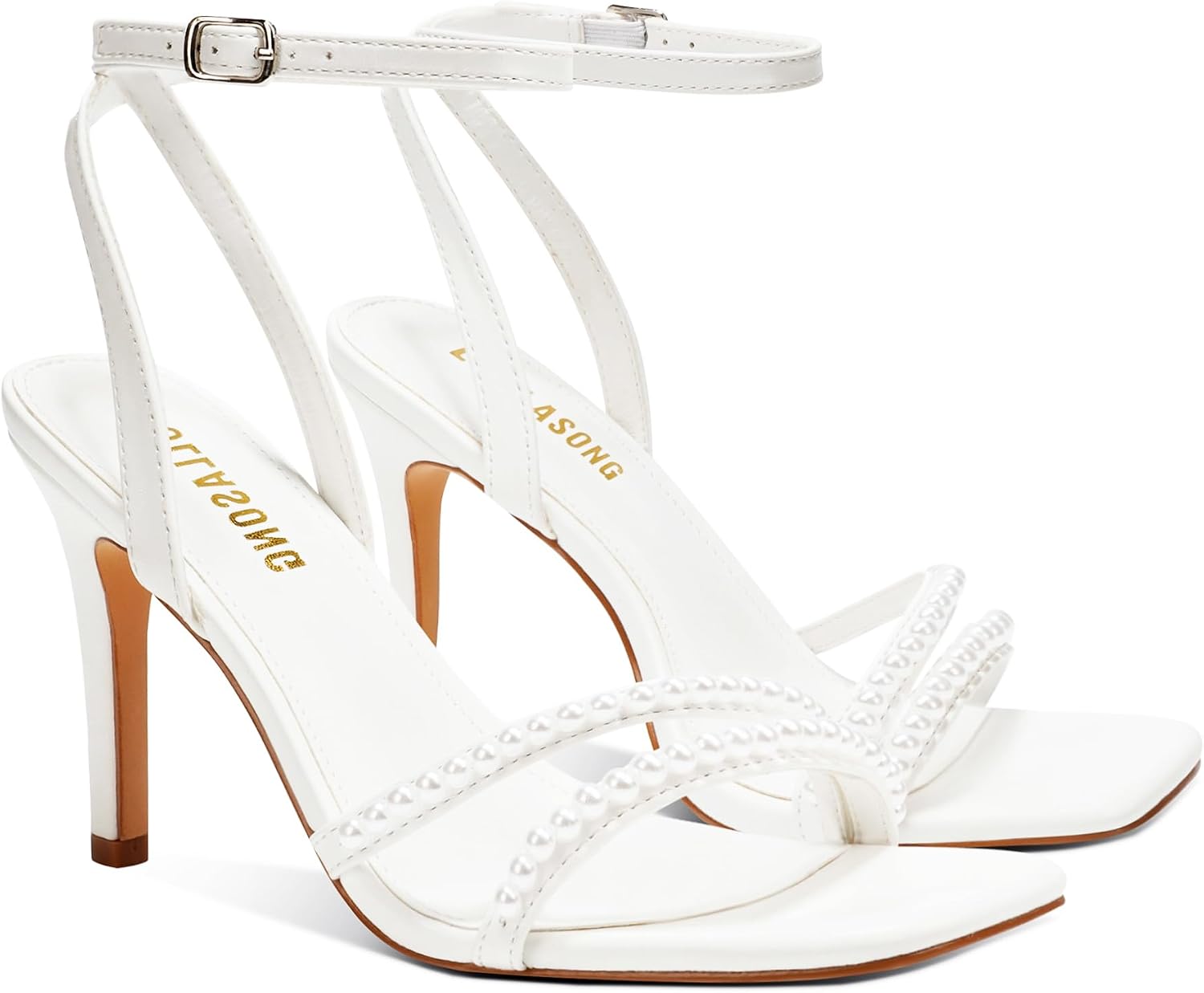 Detalle de LULLASONG Women’s Strappy Ankle Strap High Heels Square Open Toe Sandals (3.5-Inch Heel)