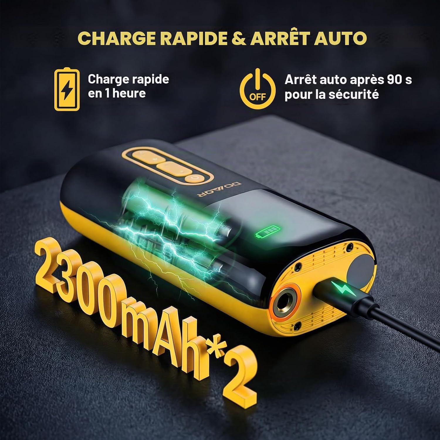 Detalle de DOMOR elektrische minifietspomp met automatische stop en ledlicht