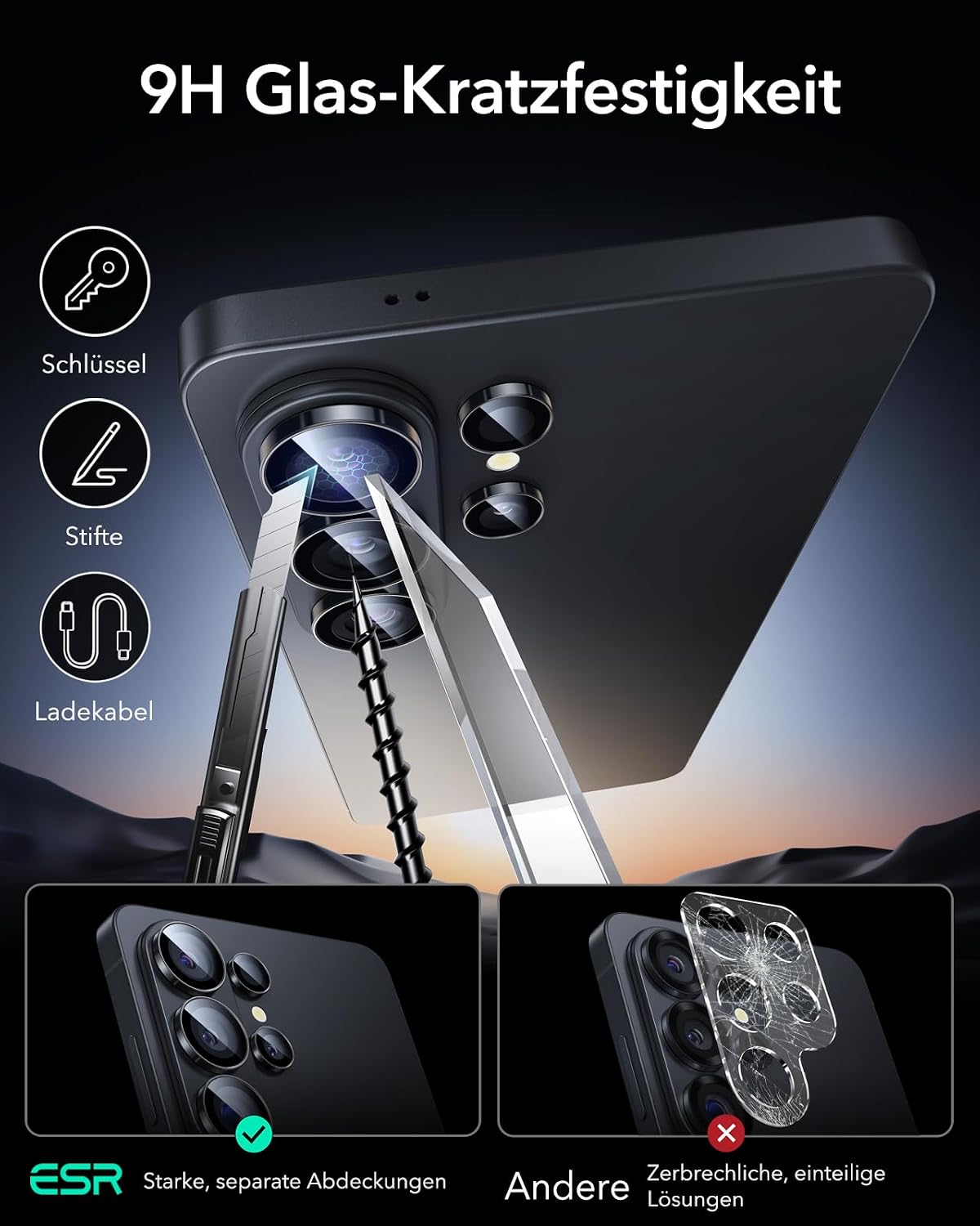 Detalle 2 de ESR Kameraschutz aus Glas für Samsung Galaxy S26 Ultra – Individuelle Linsenfolien mit Aluminiumrahmen