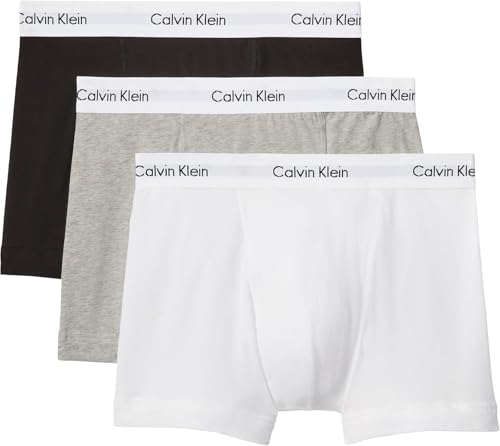 Detalle de Calvin Klein Herren 3er Pack Boxershorts Trunks Unterwäsche Mehrfarbig (Black/White/Grey Heather), Größe L