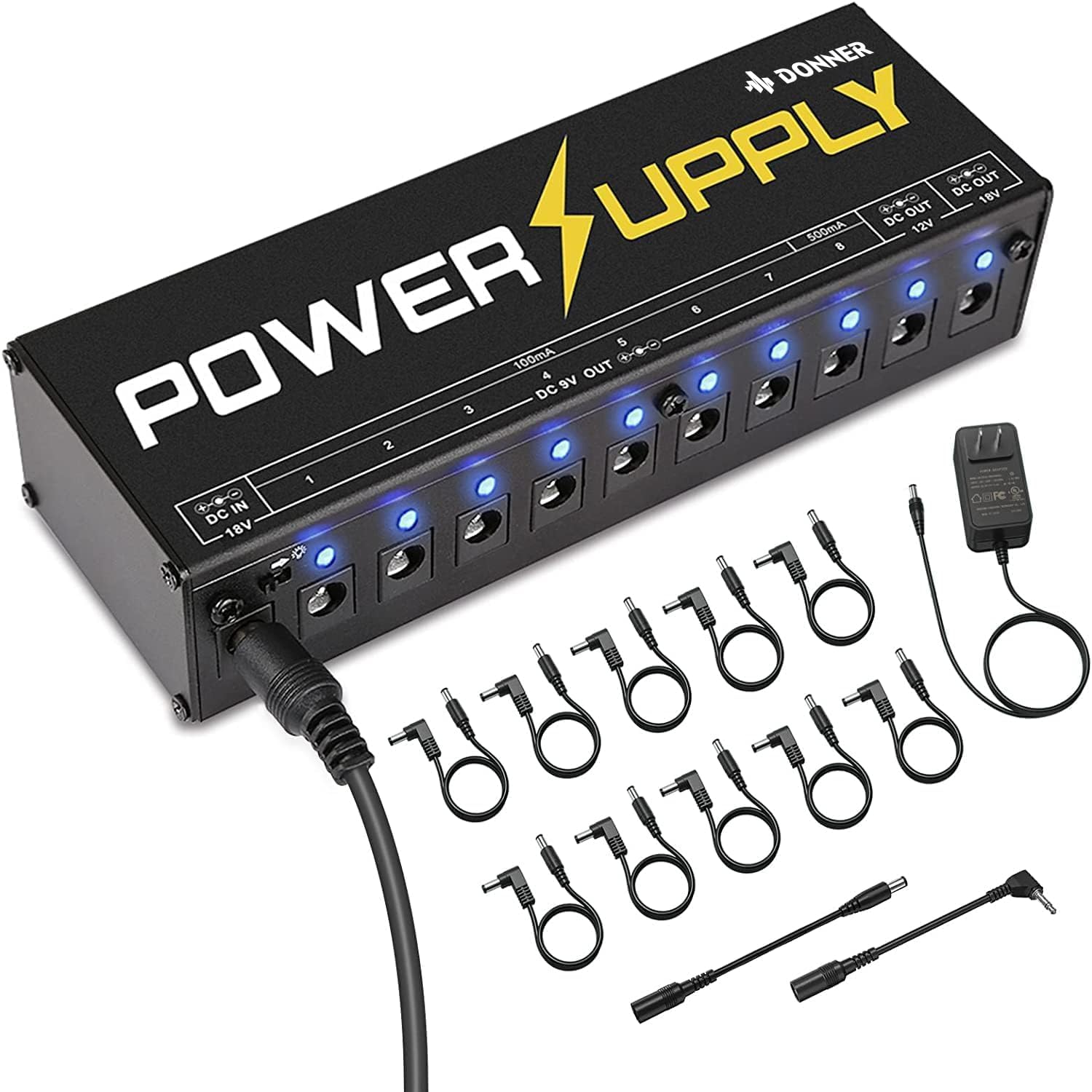 Detalle de Donner DP-1 AS2401A Guitar Pedal Power Supply, 10 Isolated Outputs