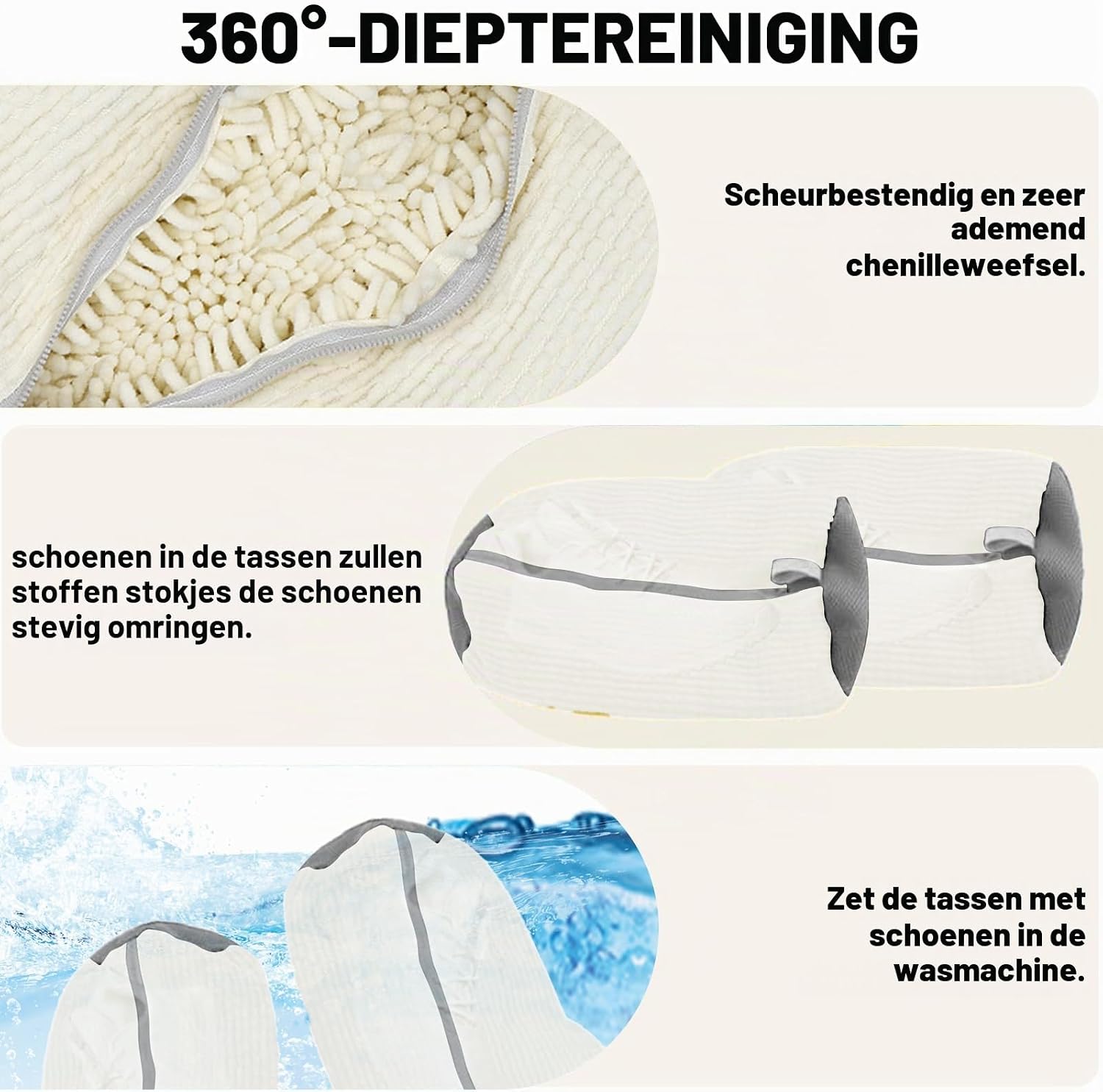 Detalle de YTUGIL xixiedai schoenwaszakken van polyester met ritssluiting, set van 2