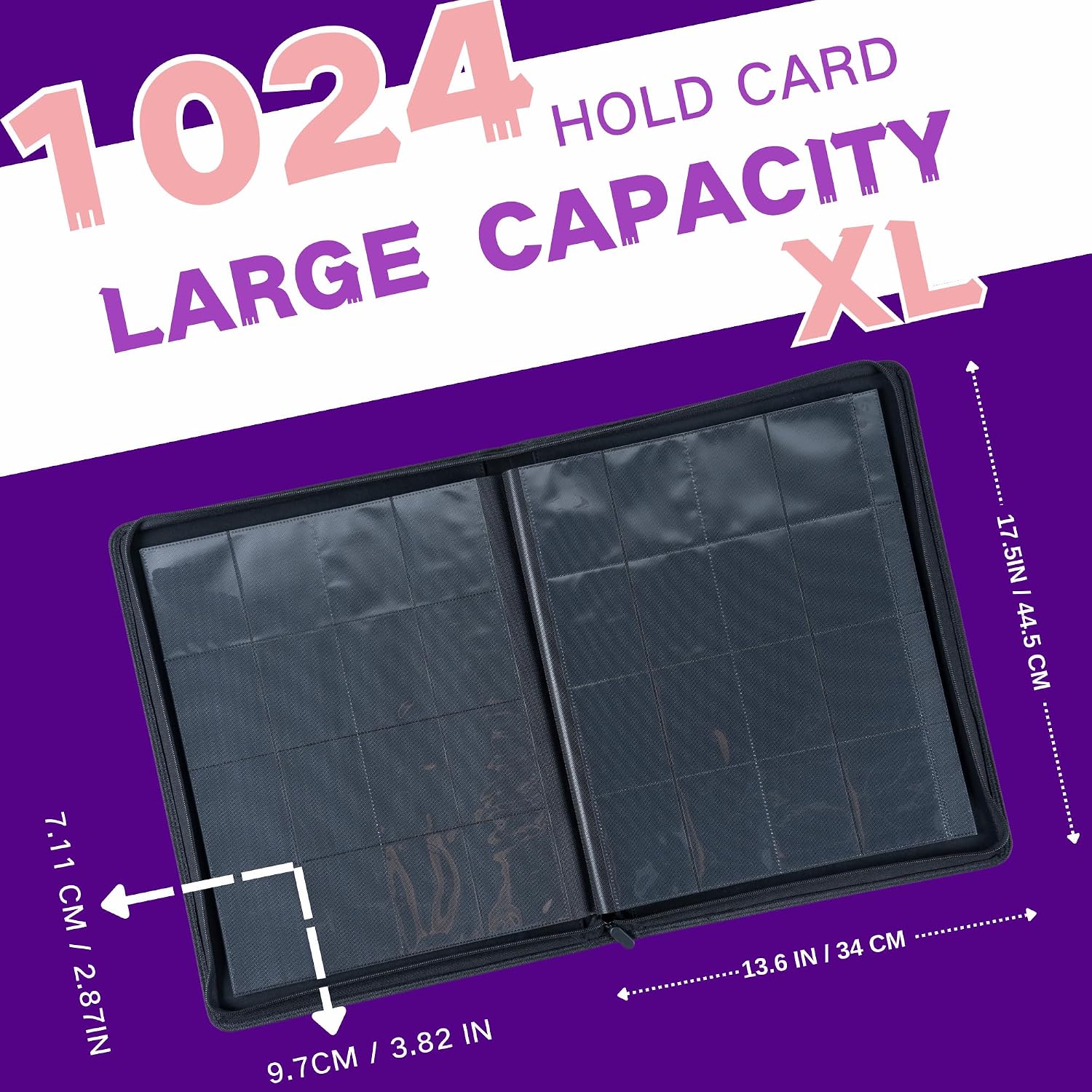 Detalle de KUOOKING K-16-1024 Trading Card Binder, Purple, 16-Pocket, Zippered