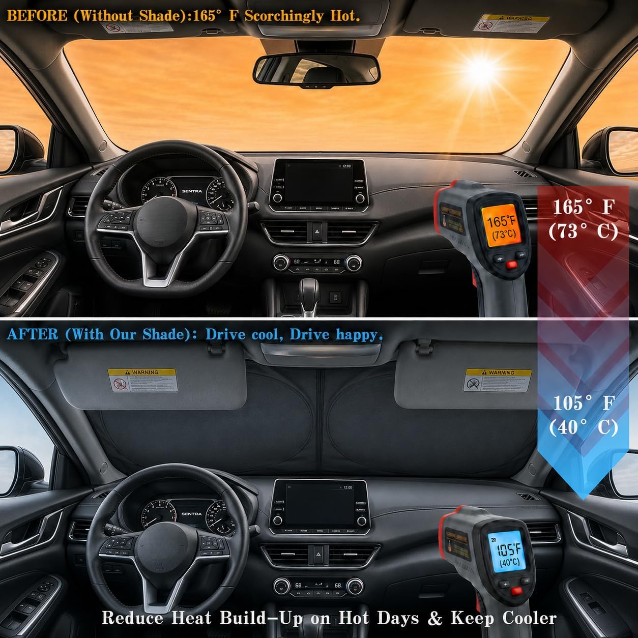 Thumbnail 1 de Car Windshield Sun Shade | Universal Fit, Classic Black Eyes - 59 x 27.5 inches