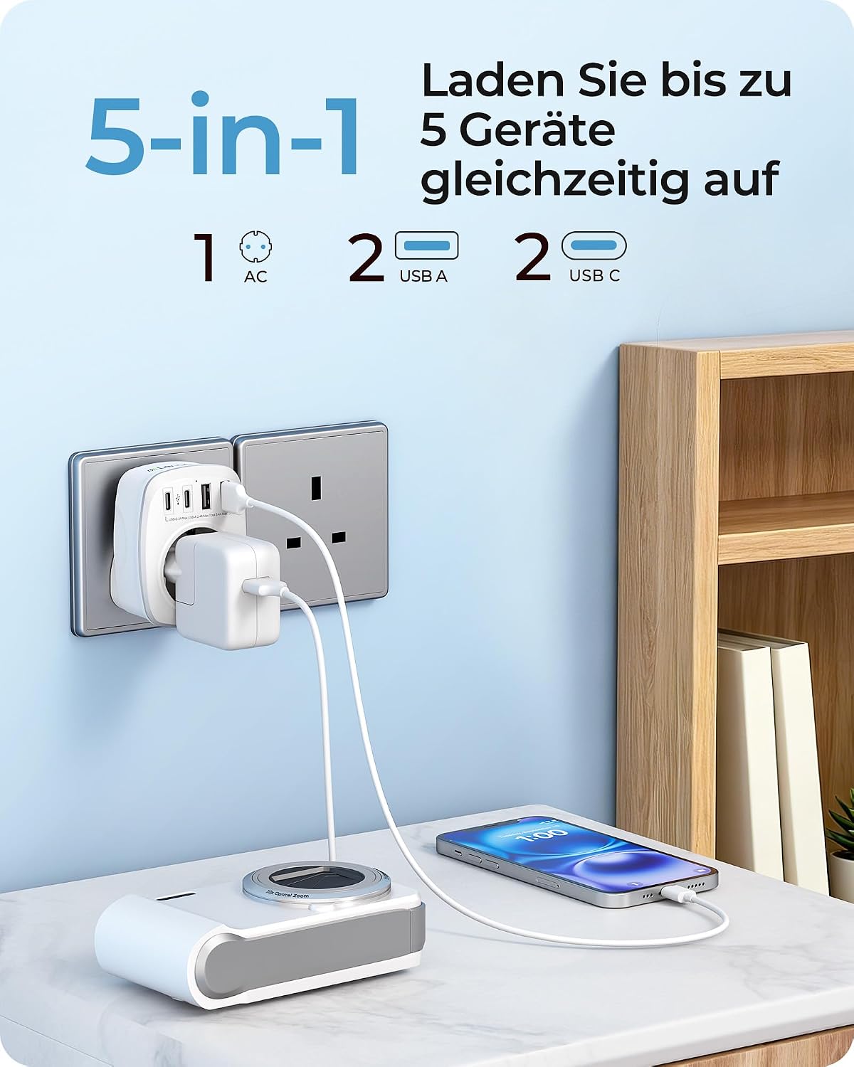 Thumbnail 2 de LENCENT Reiseadapter Typ G EU auf UK 5‑in‑1