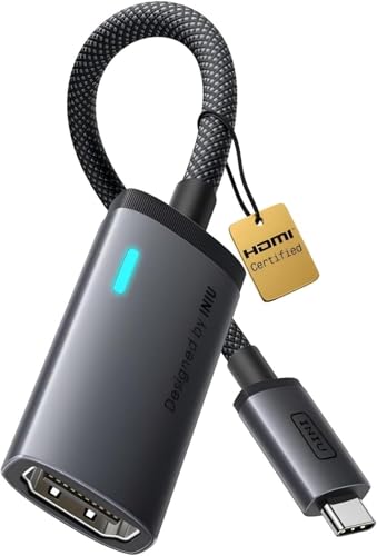 Detalle de INIU Adaptador USB‑C a HDMI con LED Inteligente, 4K@60Hz y Certificación HDMI Oficial