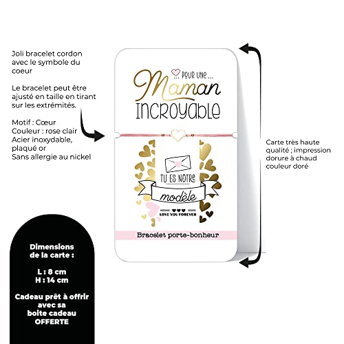 Thumbnail 4 de ÉNJA Création Bracelet pour maman avec cœur doré, cordon ajustable et carte
