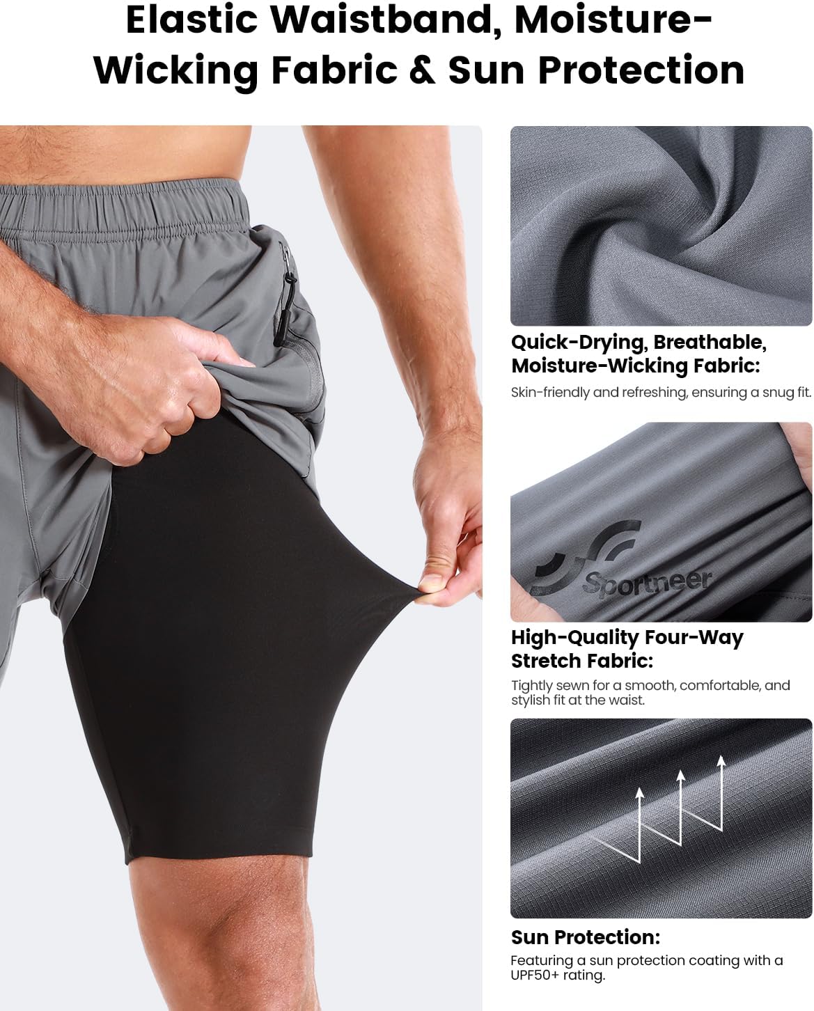 Thumbnail 5 de Sportneer Pantalon de cyclisme pour homme avec rembourrage 3D – Tailles M à 3XL