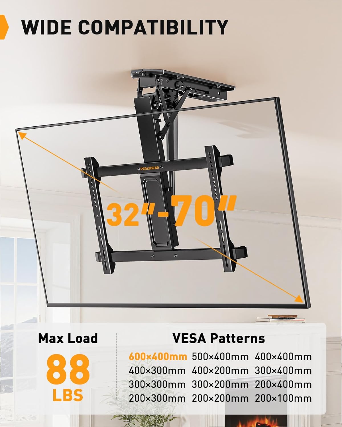 Thumbnail 4 de Perlegear Electric Ceiling TV Mount 70"