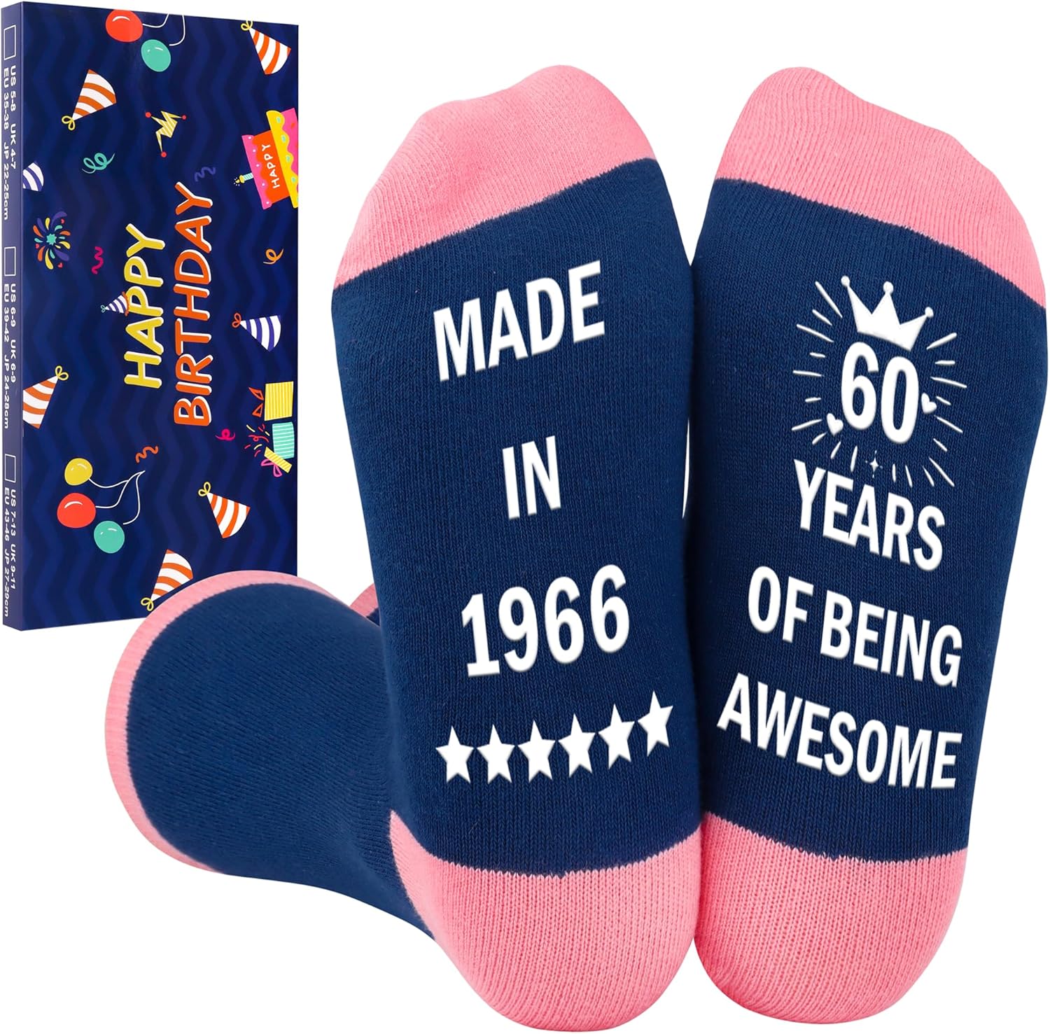 Detalle de Belloxis 60th Birthday Socks: Cozy Cotton Grip Socks for Celebratory Style