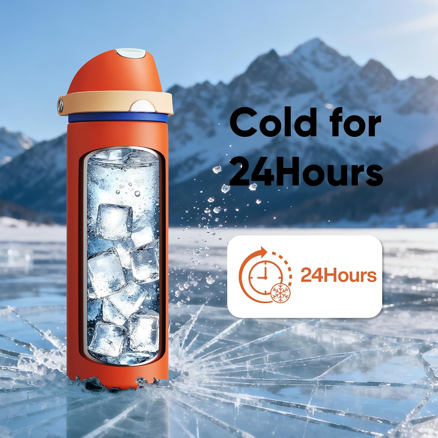 Thumbnail 6 de Insulated Water Bottle with Straw - Encool Stainless Steel 24 oz (Salmon)