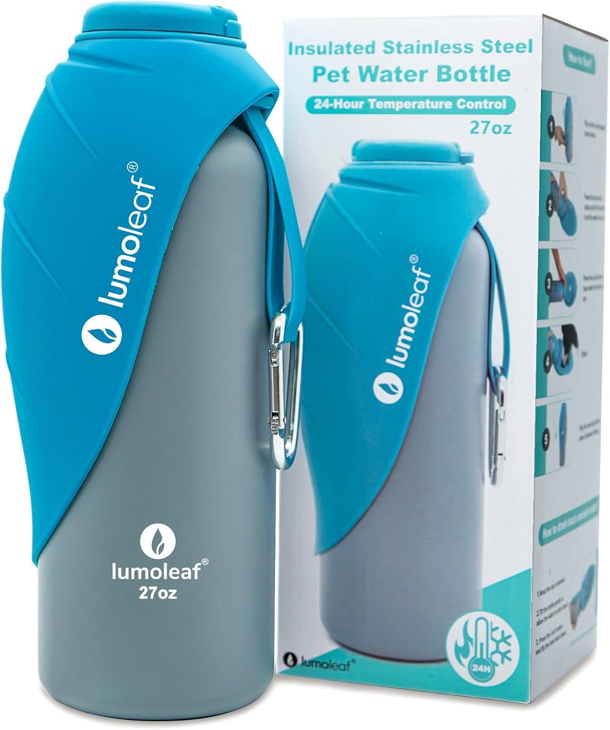 Detalle de LumoLeaf Wasserflasche für Hunde 800 ml