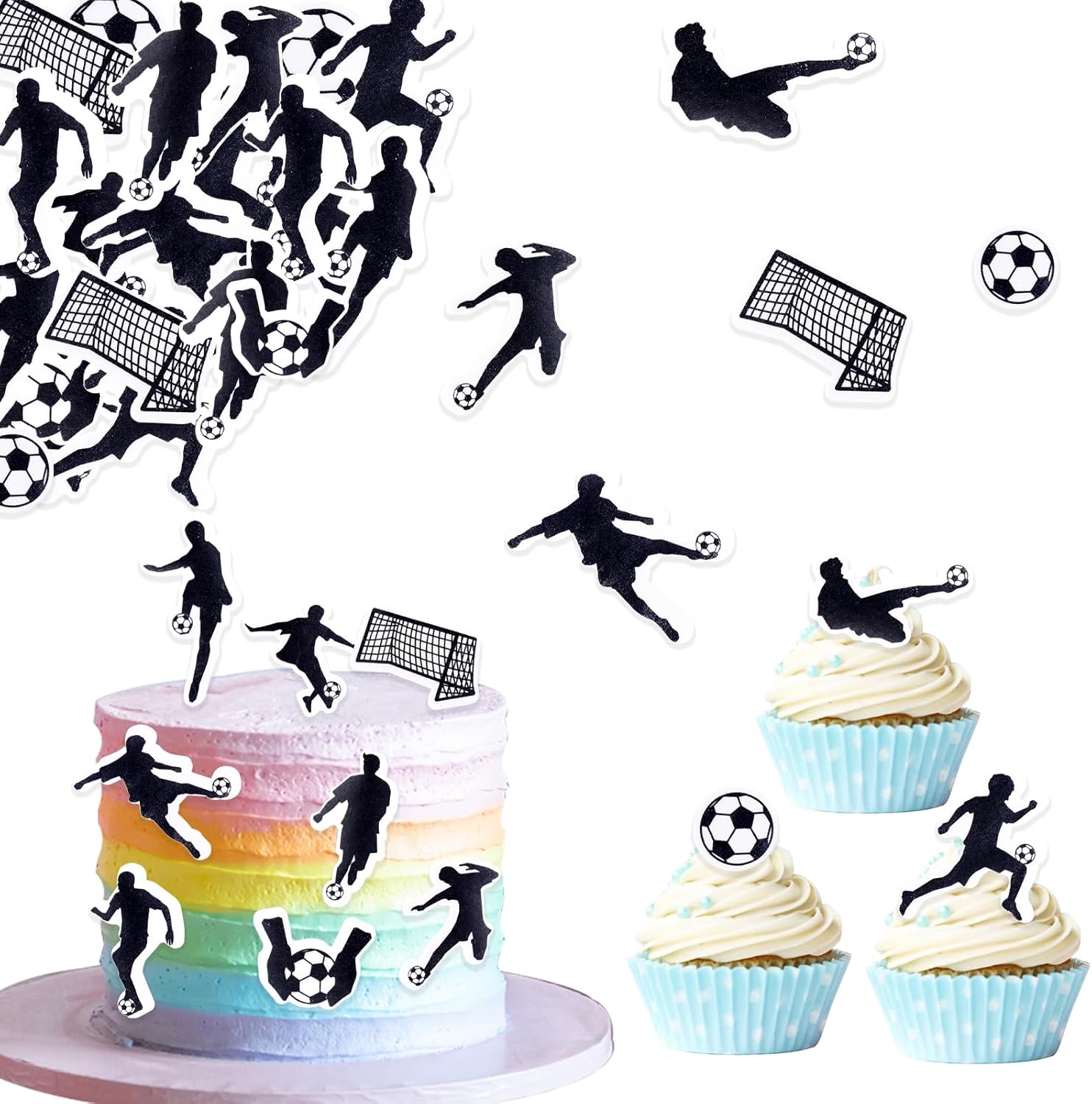 ENLACE Essbare Tortendeko Fussball – 48 essbare Fußball-Topper in 11 Stilen