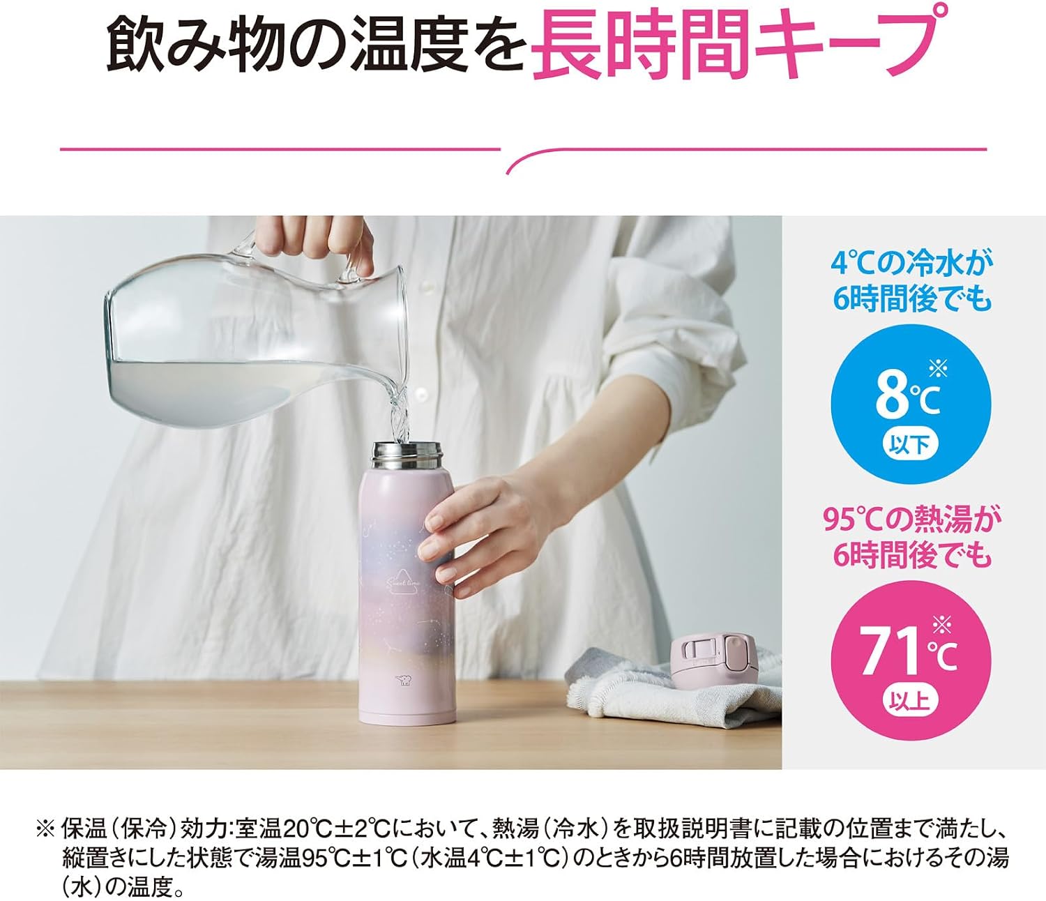 Detalle de 象印 SM-WH48-PZ 子ども向けステンレスマグ 480ml ワンタッチ・シームレスせん