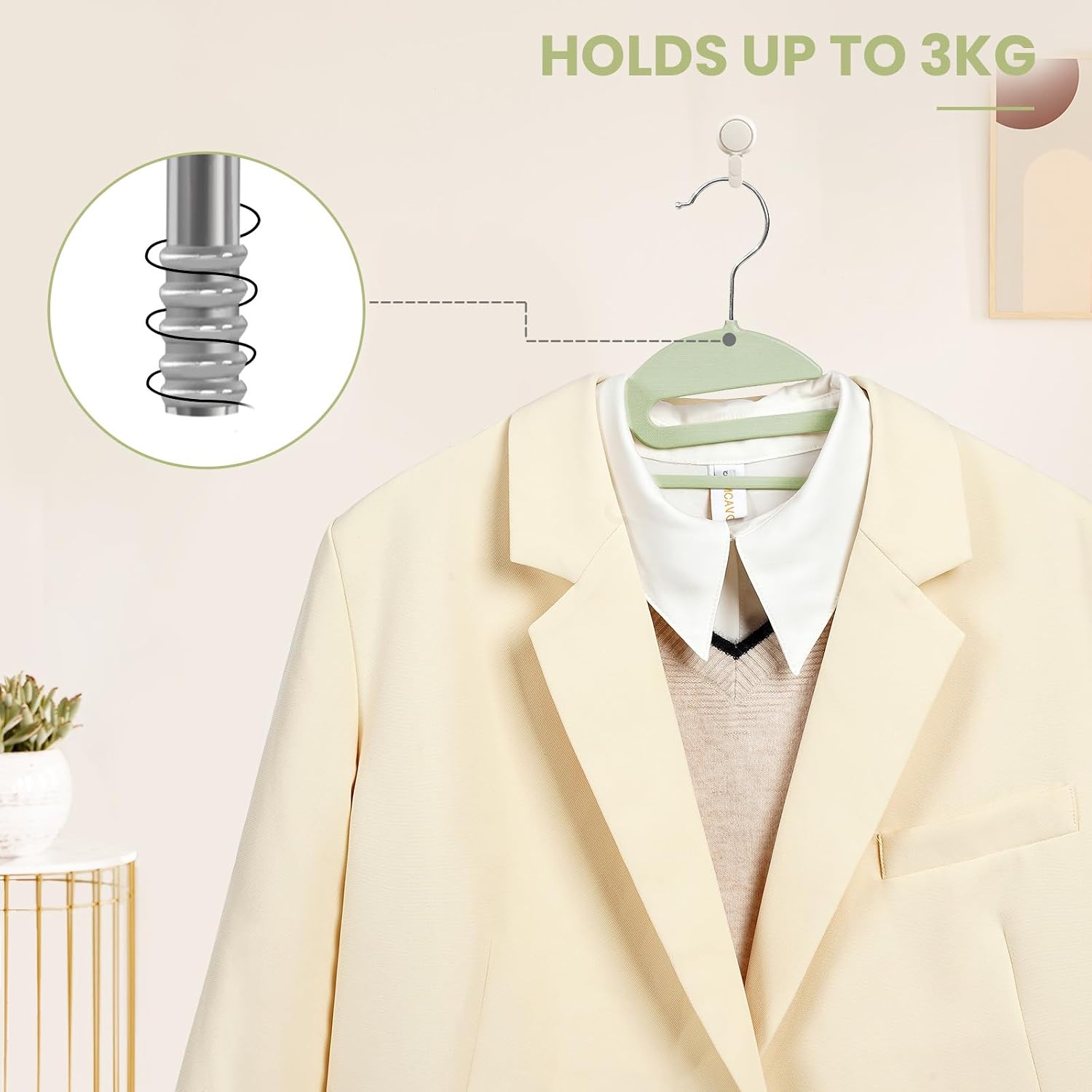 Detalle 2 de BAGAIL Plastic Hangers, 50 Pack, Non-Slip S-Shape with 360° Swivel Hook
