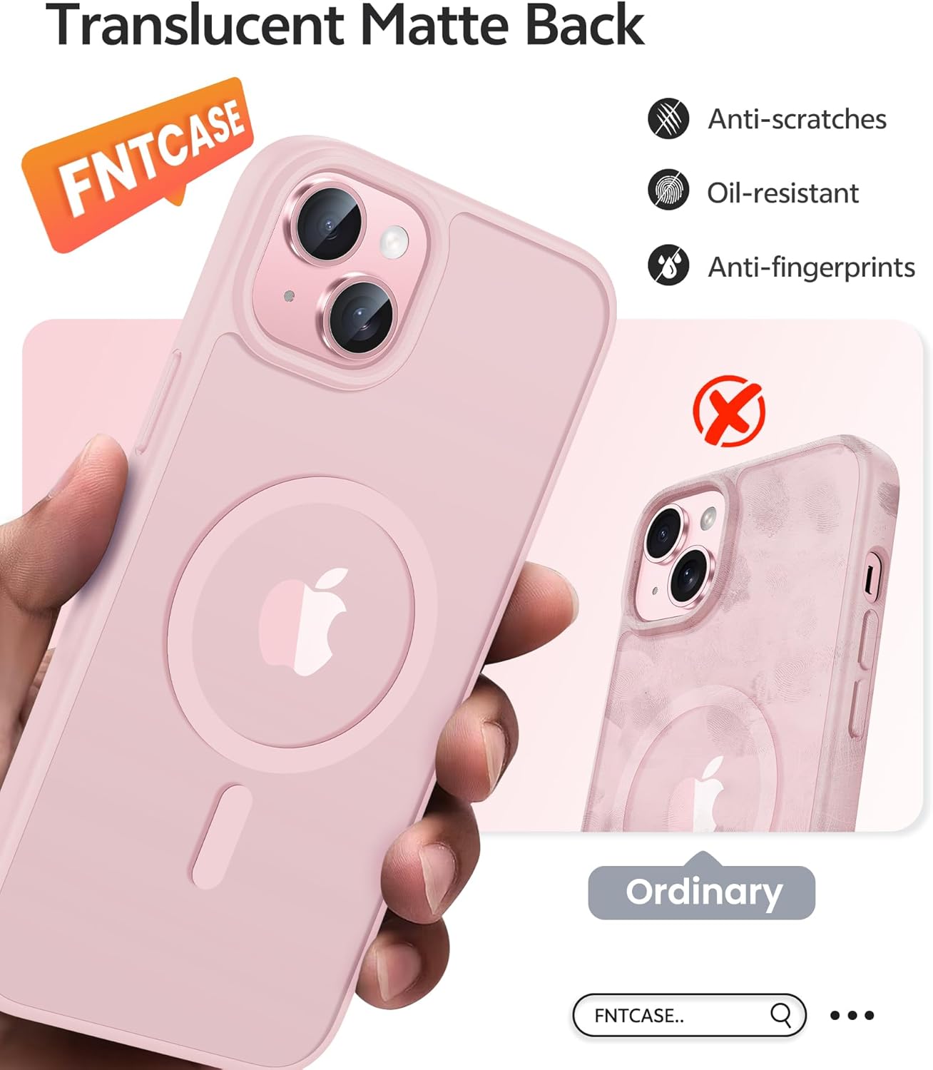 Thumbnail 5 de FNTCASE Magnetic iPhone 15 / iPhone 14 / iPhone 13 Case (Translucent Pink)