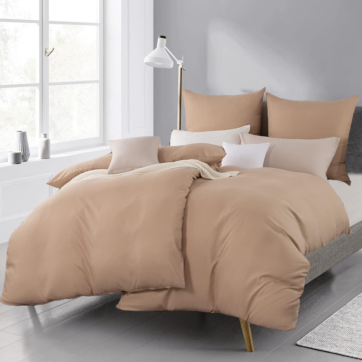 Detalle de Beqnat Kissenbezug 40x40 cm – 2er Set, Beige, 100% Mikrofaser