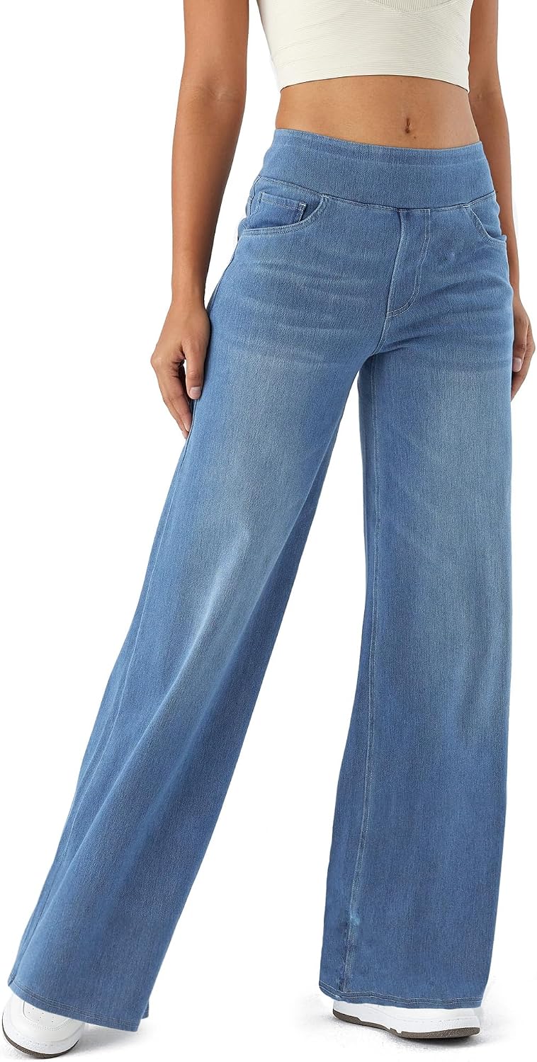 Thumbnail 4 de LaiEr women’s large denim wide-leg jeans with high waist and multiple pockets