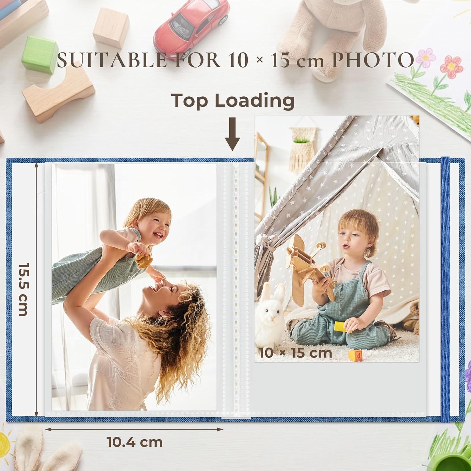 Thumbnail 1 de Vienrose Fotoalben Klein 10x15 Fotos 2er Pack mit Frontfenster – Leinen Cover