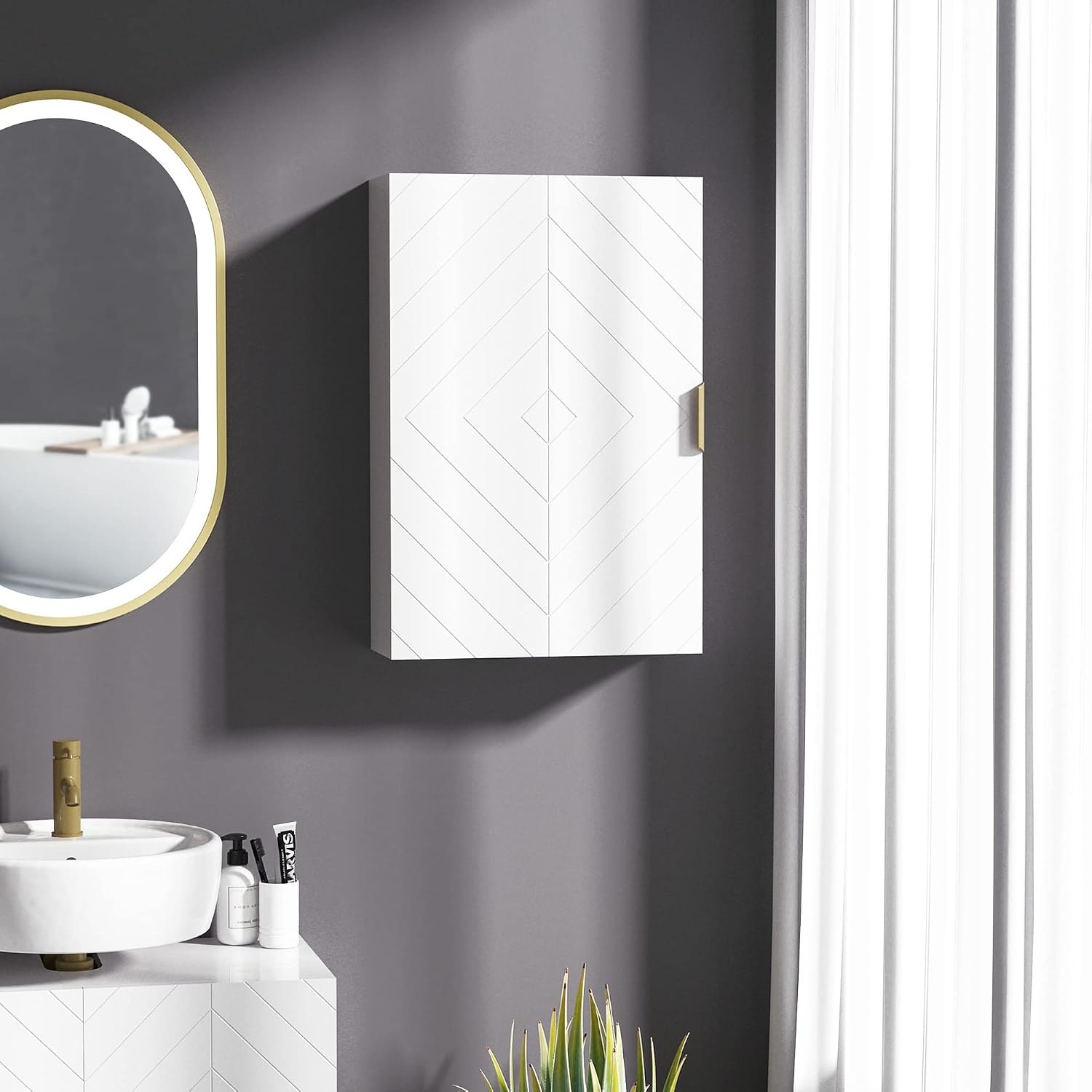 Thumbnail 6 de Kleankin armoire murale de salle de bain avec étagère réglable (40 x 15 x 60 cm)