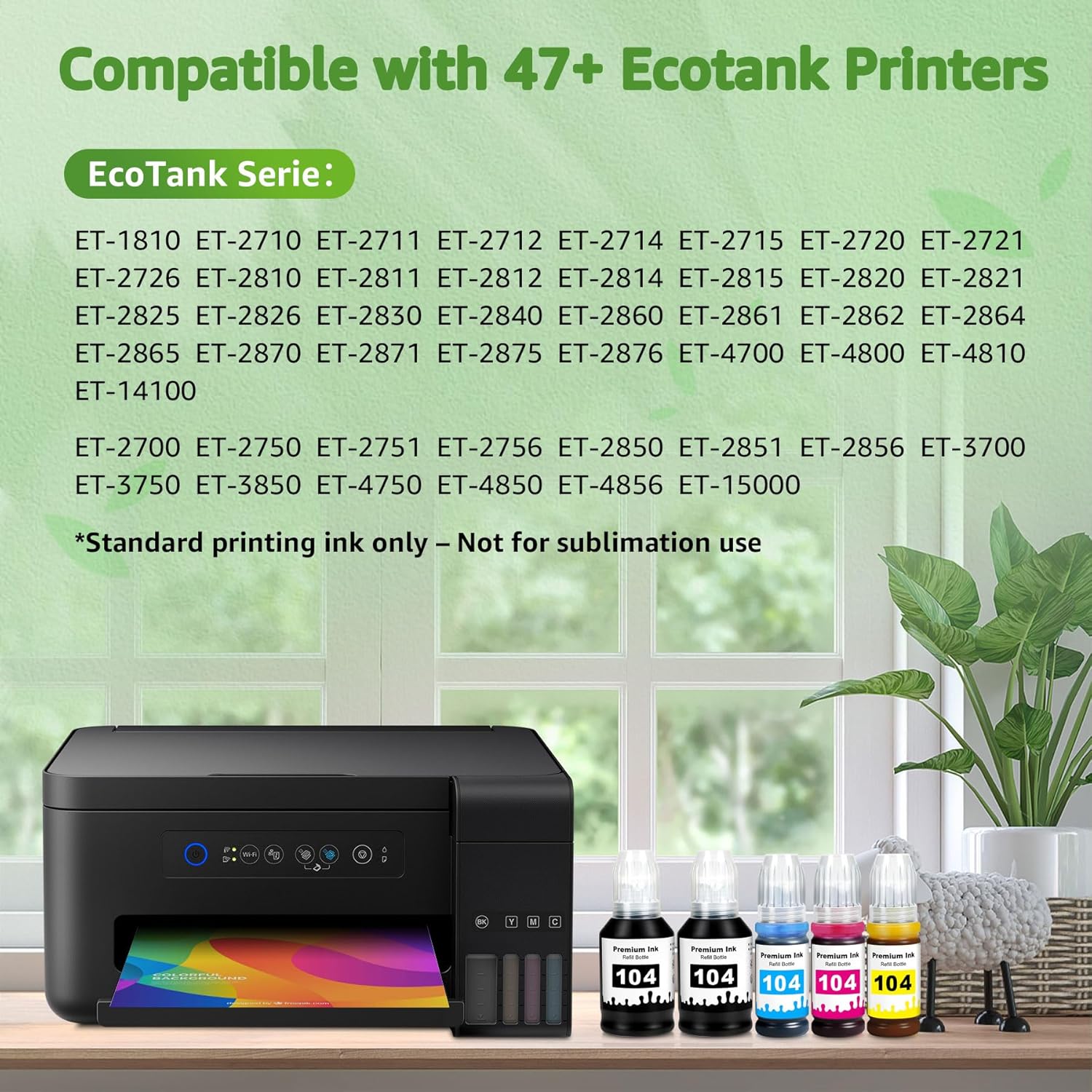 Thumbnail 1 de GREENSKY 104 Farbstofftinte Multipack kompatibel mit Epson 104 für EcoTank ET-2870/ET-4800 (5P)