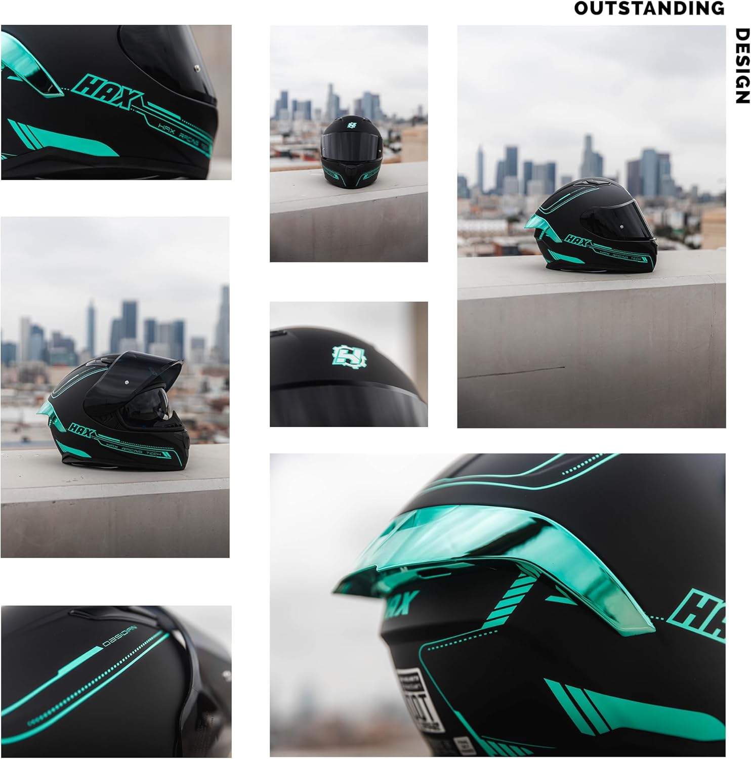 Thumbnail 4 de HAX Obsidian Full Face Dual Visor Helmet — DOT Approved, Pinlock Ready for Street Riding