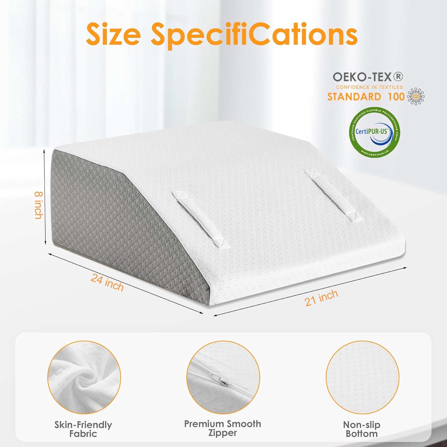 Detalle de Ruqmuis 8-Inch Leg Elevation Pillow for After Surgery, Foam Wedge for Swelling & Pain Relief (White)