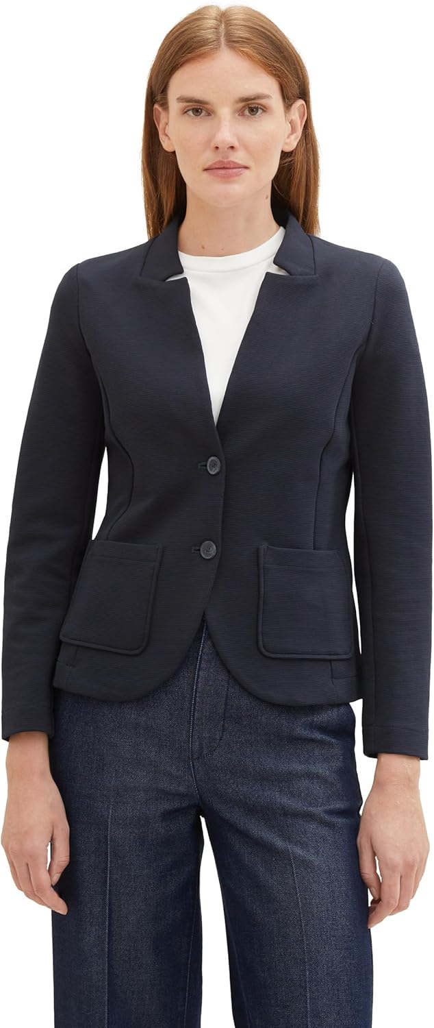 Thumbnail 1 de Tom Tailor Damen Basic Ottoman Blazer mit Taschen – Slim Fit mit Wiener Naht