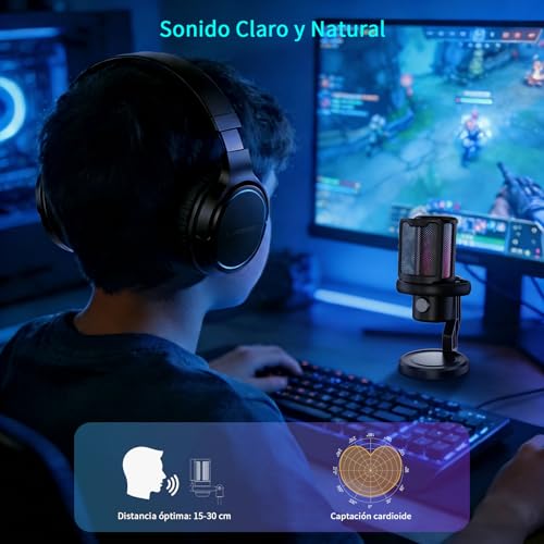 Thumbnail 5 de K KASONIC Micrófono para Gaming con RGB: sonido claro, filtrado y iluminación integrada para PC/PS4/PS5