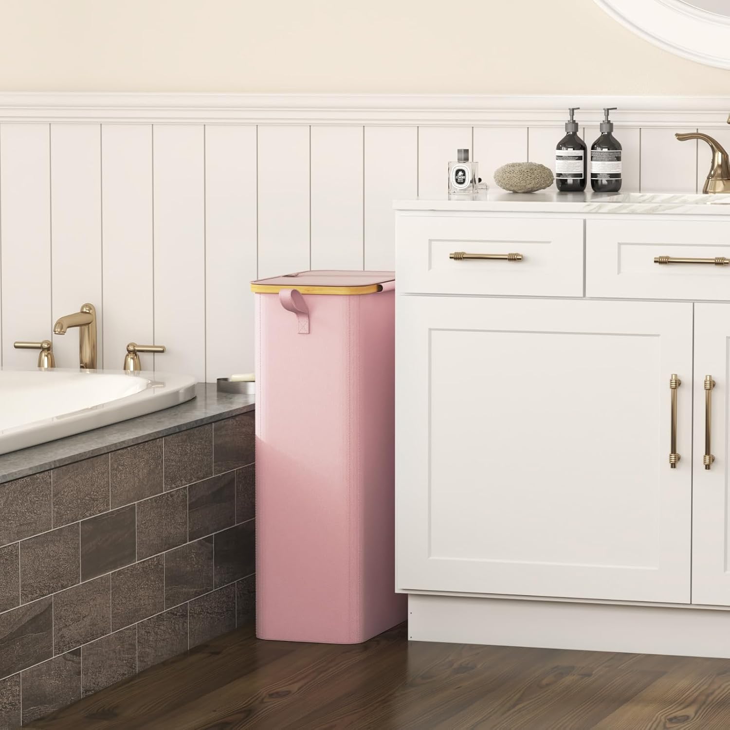 Thumbnail 1 de Lifewit 75L Slim Laundry Hamper with Lid and Removable Bag, Pink