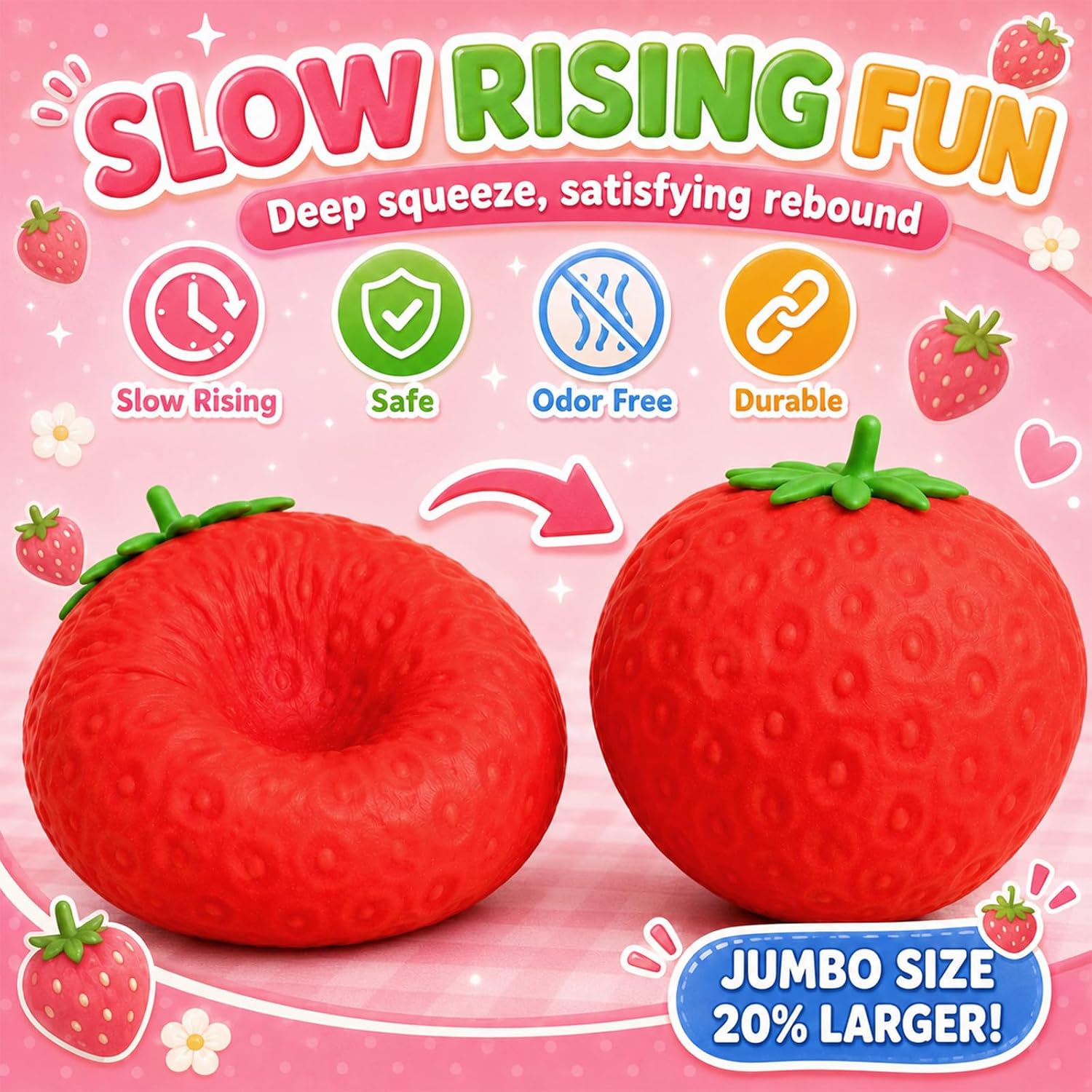 Thumbnail 3 de TNOIE Strawberry-AA 6.3-Inch Strawberry Squishy Toy, Slow-Rising Sensory Fidget