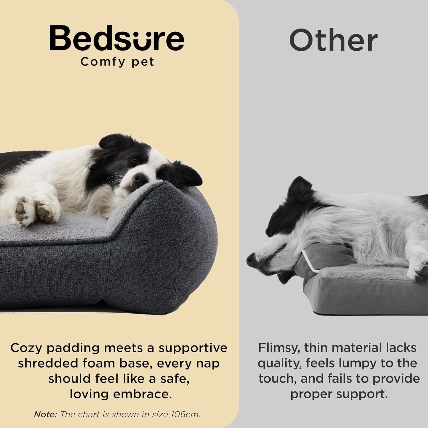 Thumbnail 2 de BEDSURE waschbares Hundebett für große Hunde (122x89 cm) in dunkelgrau – extra dicke Hundesofa mit wasserdichter Hülle