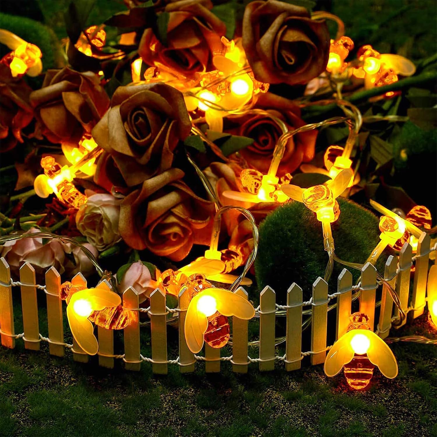 Thumbnail 4 de [2 Packs] Honey Bee Solar Garden Fairy String Lights (Warm White) with 8 Modes, IP65 Waterproof – 5M/16Ft Each