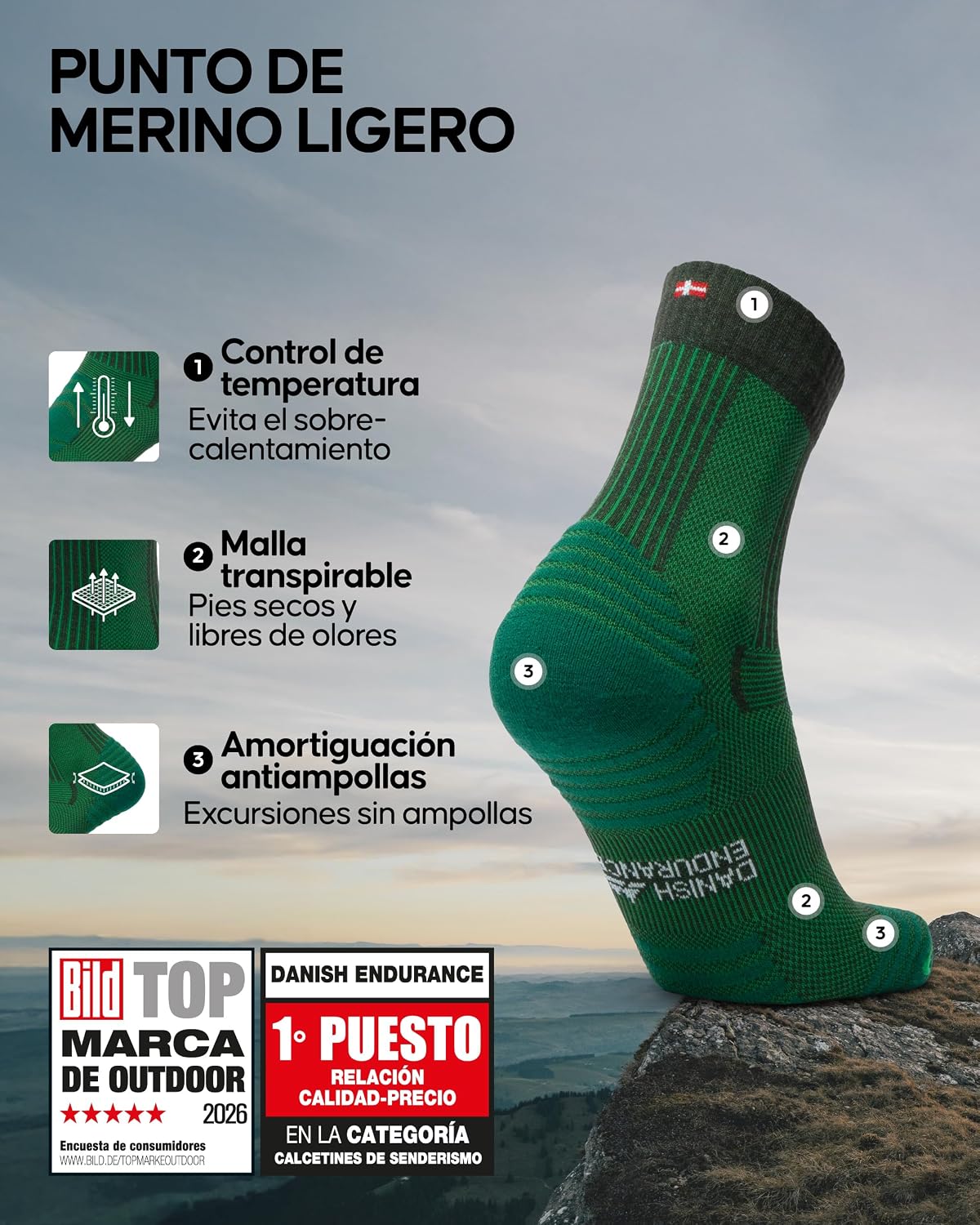 Detalle 2 de DANISH ENDURANCE Calcetines Merino 3 Pack