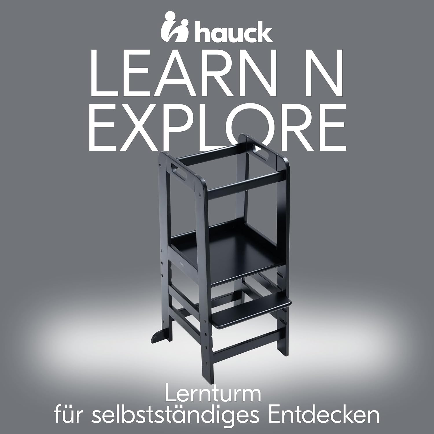 Detalle de hauck Learn N Explore – Mitwachsender Lernturm aus Buchenholz, Schwarz