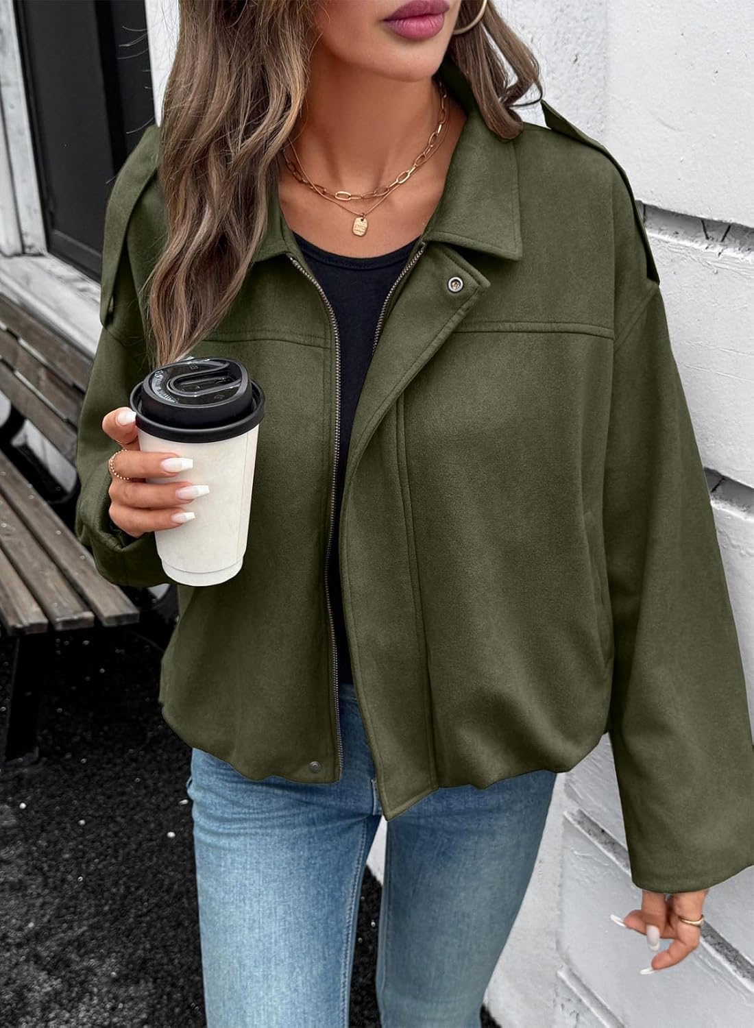 Detalle de EVALESS Faux Suede Jacket