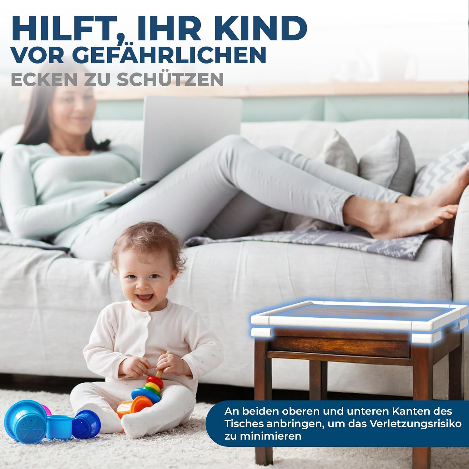 Thumbnail 1 de Hoffenbach Kantenschutz Baby aus Schaumstoff – 6,2 m Tischkantenschutz & 12 Eckenschutz (Weiß)