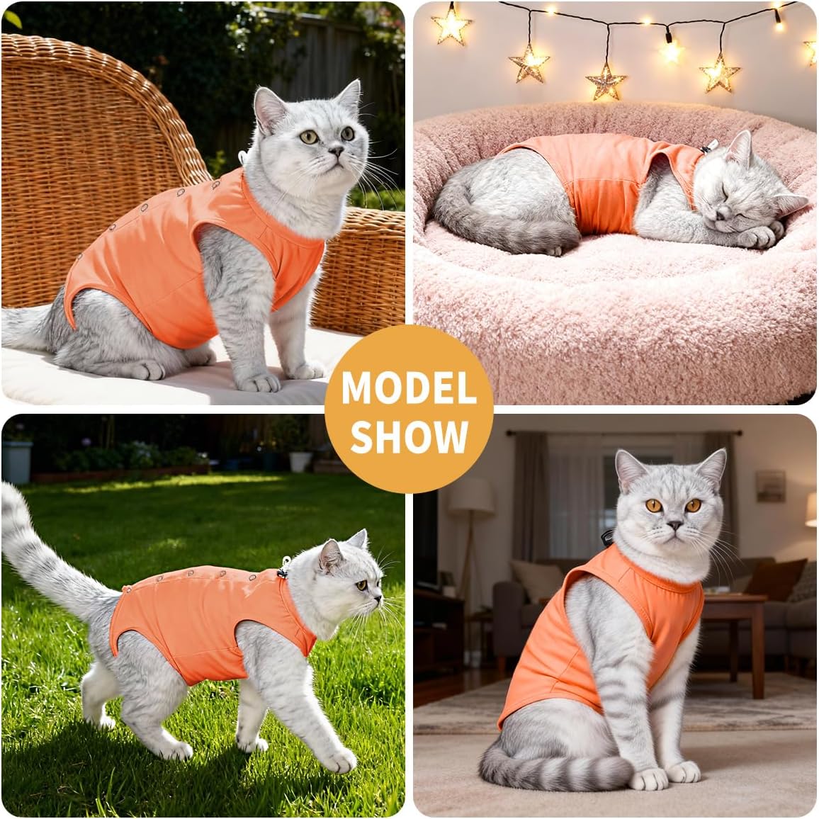 Detalle de Poiinvc Body de récupération pour chat après opération (L) — protection contre le léchage et les griffures