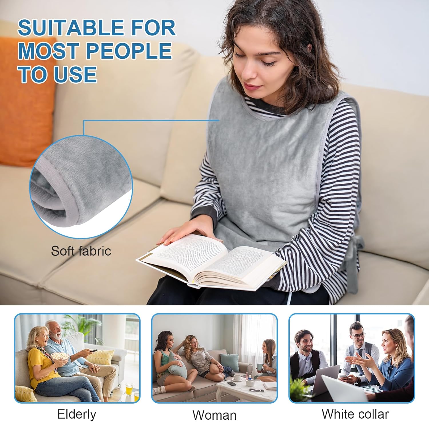 Thumbnail 4 de Nalezuns Heizkissen für Rücken, Schulter & Nacken mit Front- und Rückheizung, 6 Heizstufen, Auto-Off Timer