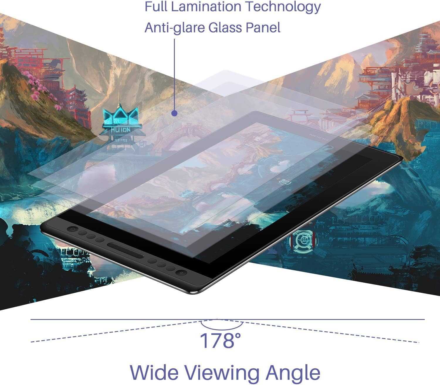 Detalle de HUION KAMVAS Pro 16 15.6-inch drawing tablet with screen (pen display) and battery-free stylus