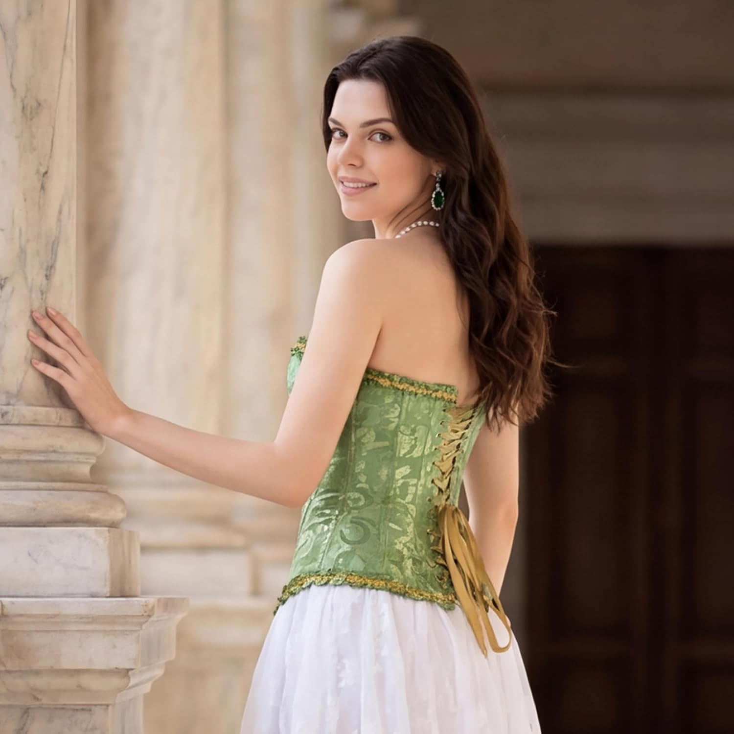 Detalle de Overbust Corset Top in Floral Brocade