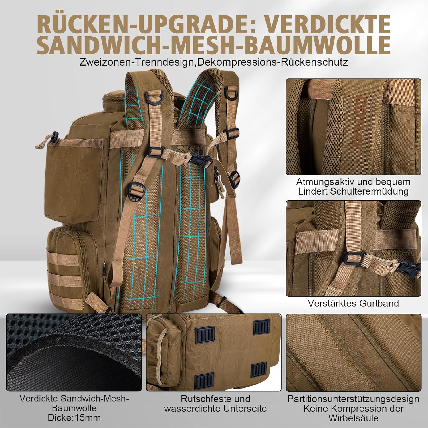 Thumbnail 2 de Goture Angelrucksack 45-Liter mit 4 Köderboxen