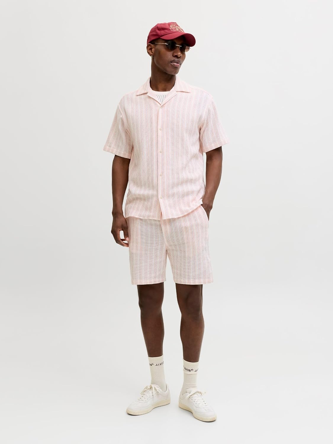 Detalle de Jack & Jones Jpstjaiden Coba Stripe Jog Short – Short de training décontracté pour homme