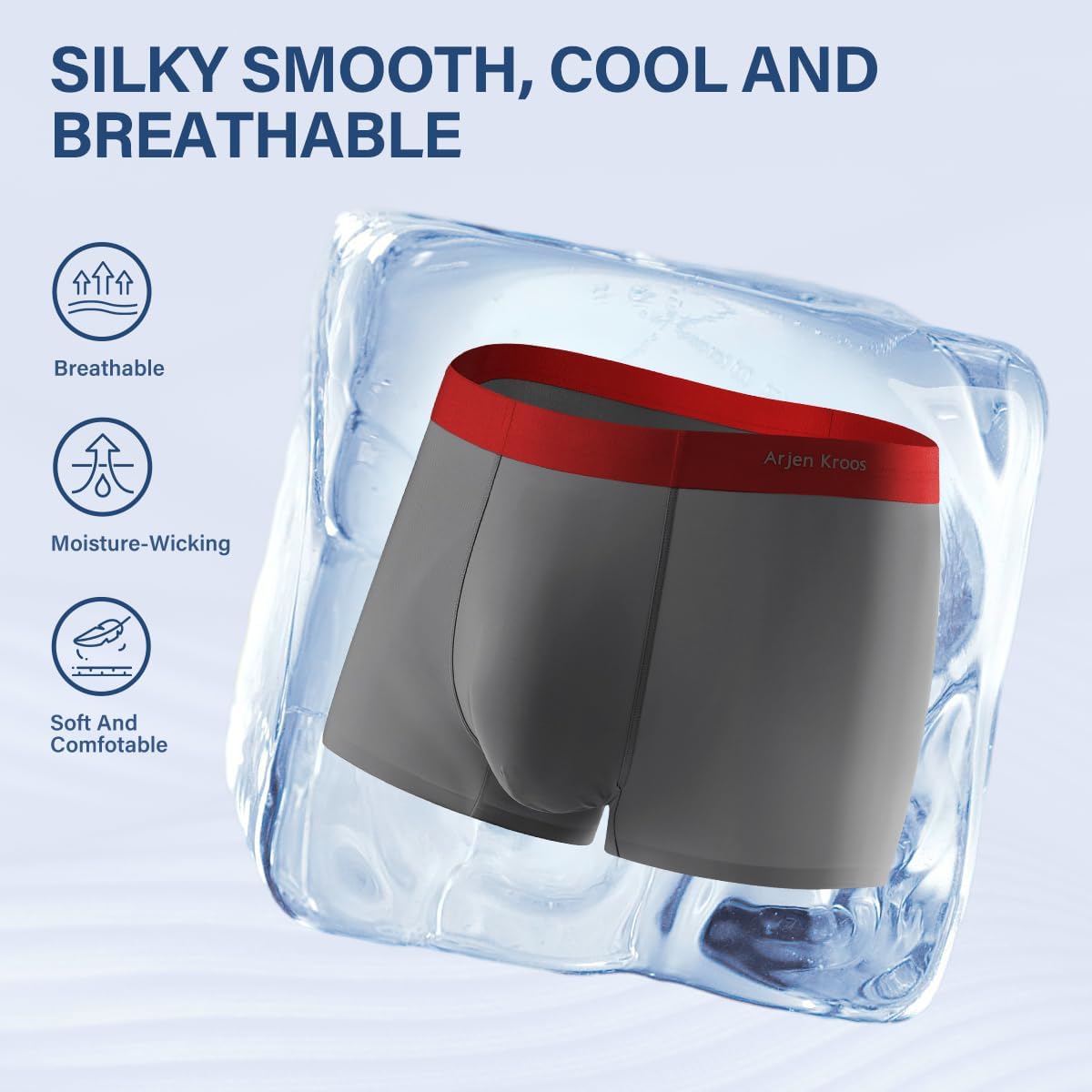 Detalle de Casey Kevin Men’s Ice Silk Boxer Briefs: Breathable, Skin‑Friendly Underwear