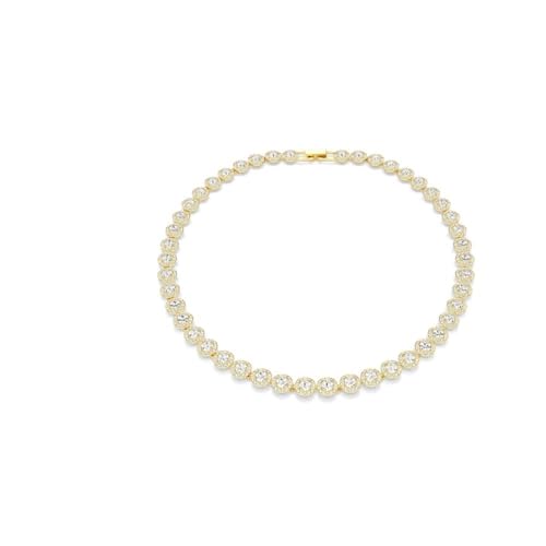 Detalle de Swarovski Una Angelic Tennis Halskette – Weiße, vergoldete Damenkette mit Rundumlaufenden Kristallen, 38–41 cm