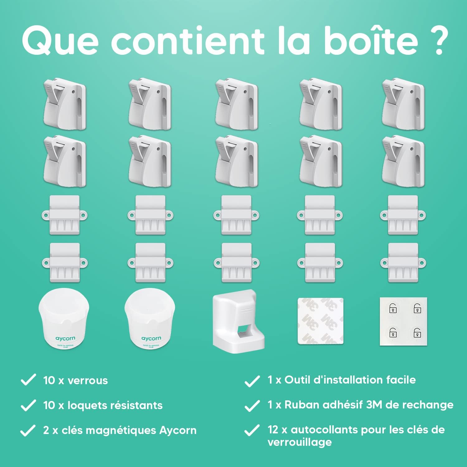Thumbnail 6 de Aycorn Verrous magnétiques 10 pièces 🔒