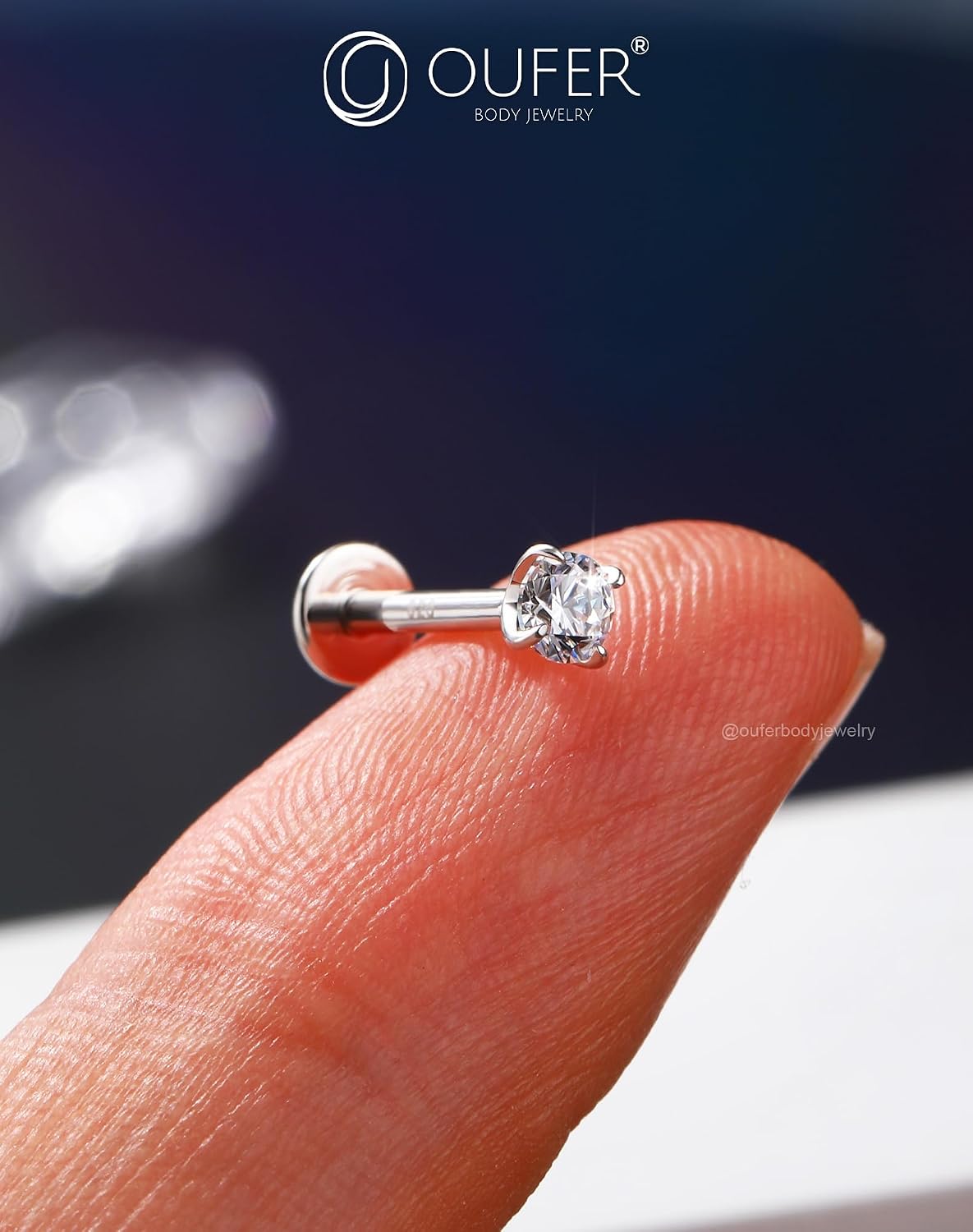 Thumbnail 1 de OUFER 16G Helix Argent 925 Zircon 3 mm