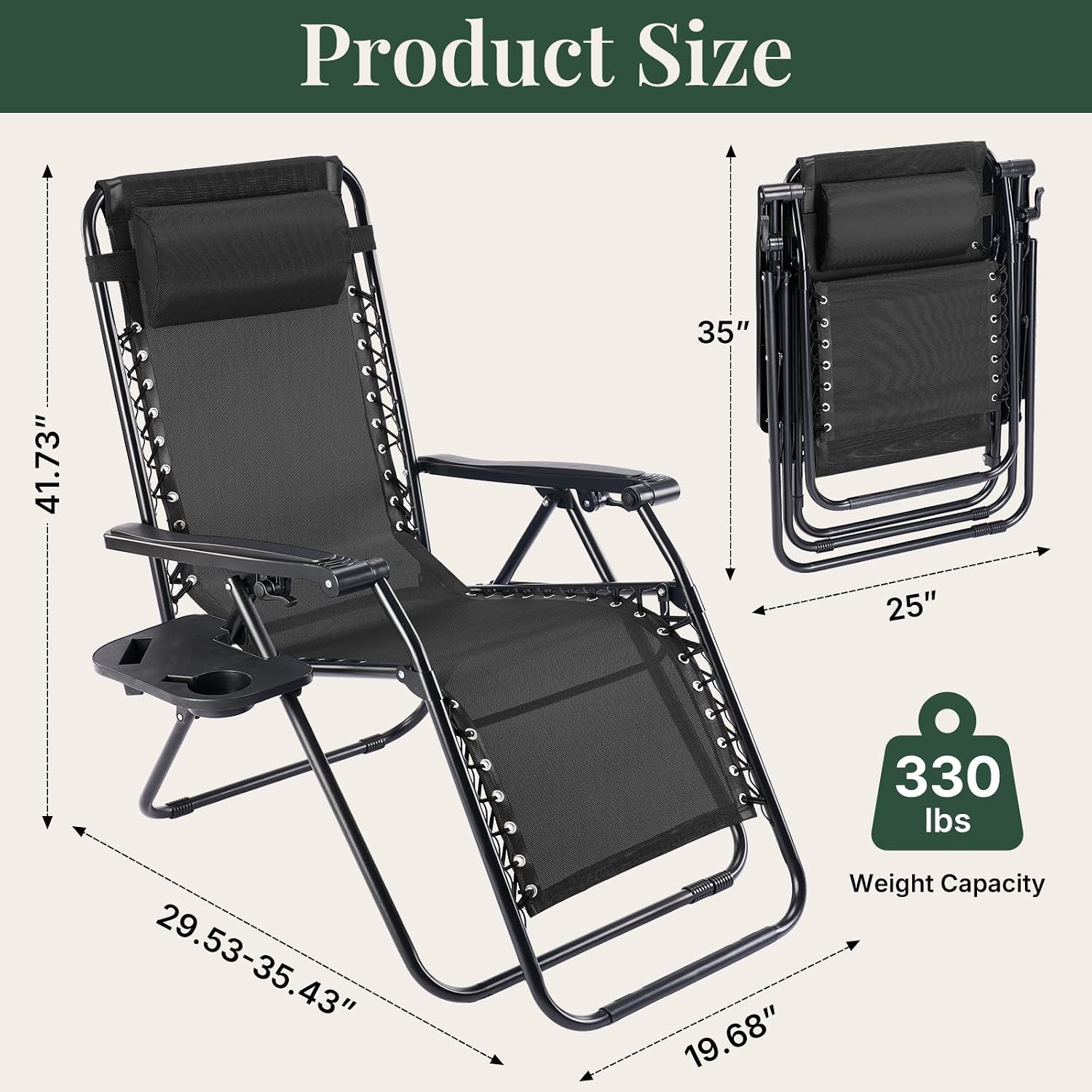 Detalle de HAPPYMONT Zero Gravity Chairs Set of 2