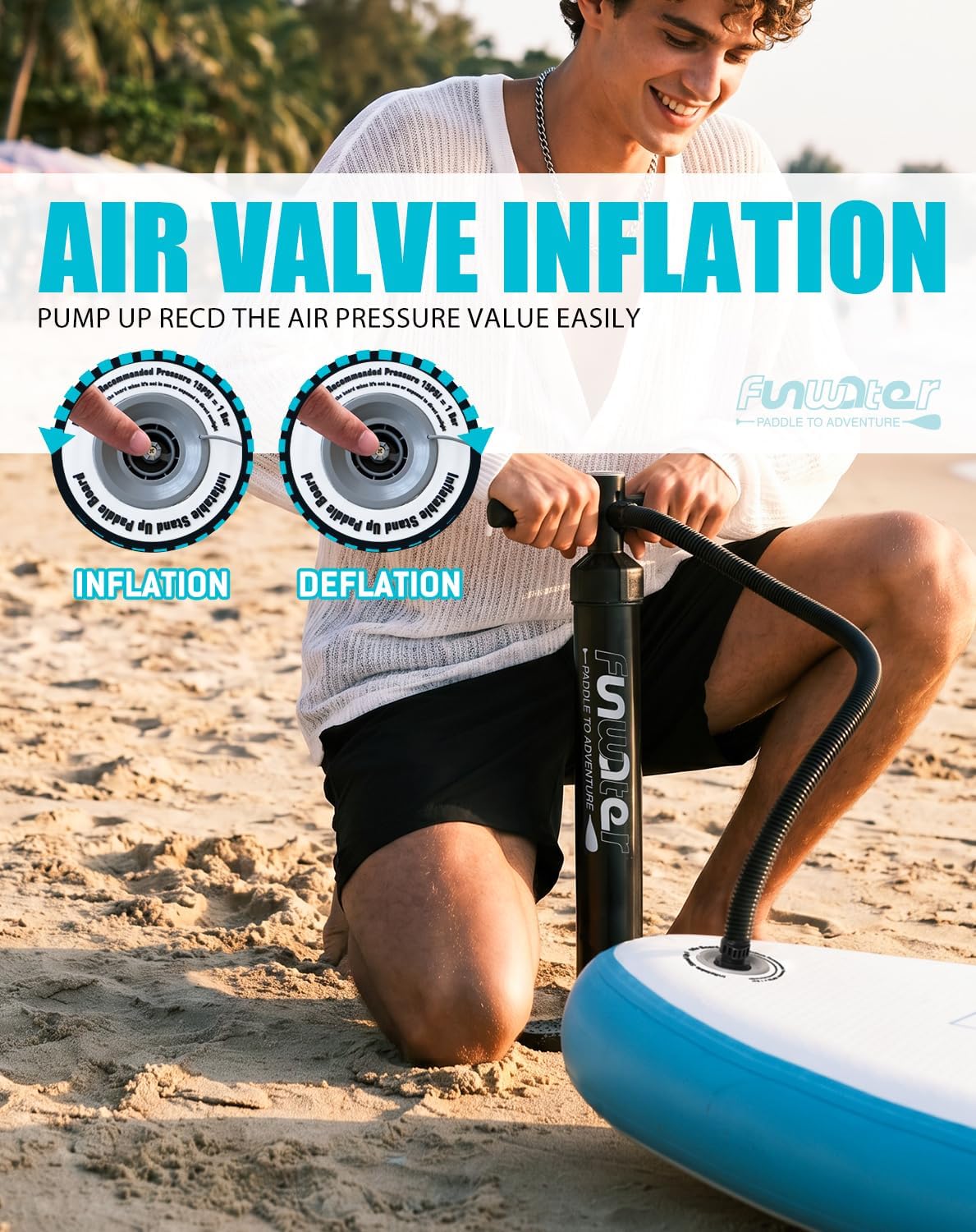 Detalle de FunWater 10'6" Inflatable Stand Up Paddle Board (Ultra-Light) with Non-Slip Deck & Paddleboard Accessories