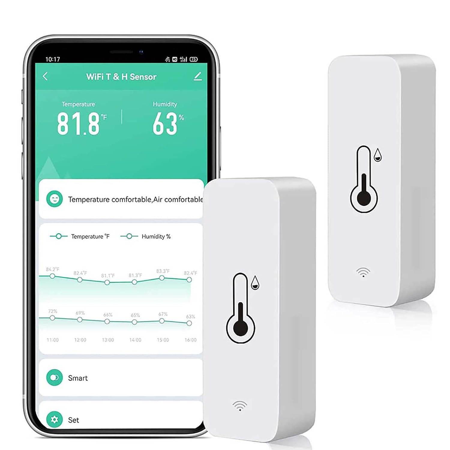 Detalle de WiFi Hygrometer Thermometer Sensor 2-Pack ๐